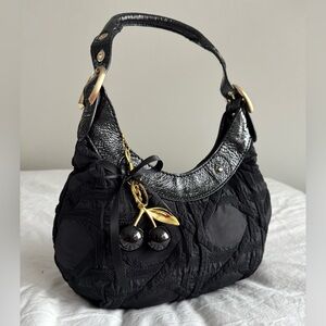Stuart Weitzman Black Shoulder Bag with Gold Hardware